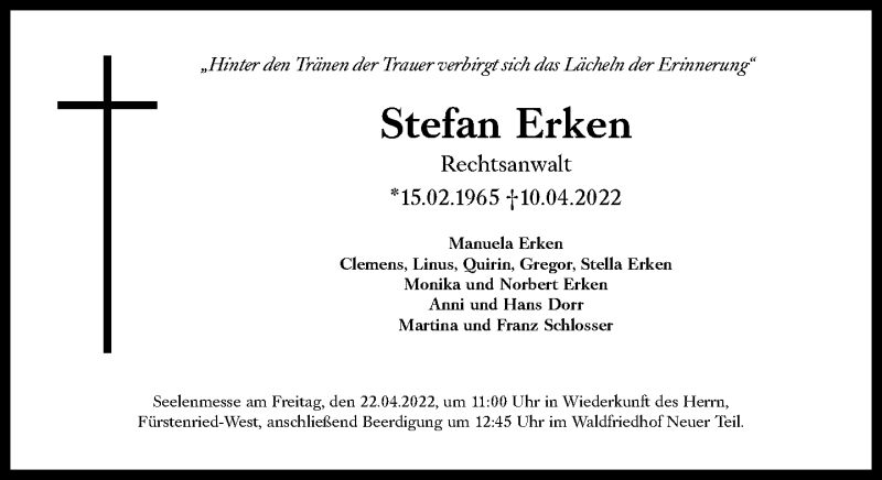 Traueranzeige Stefan Erken